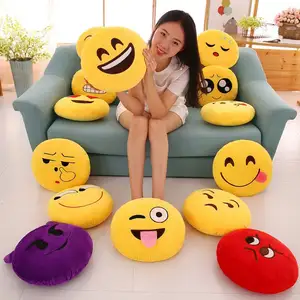 Factory Custom Cartoon Emoticon Stuffed Throw Pillow Plush Toys Sofa Cushion Car Seat Kids Toys Christmas Birthday Gift