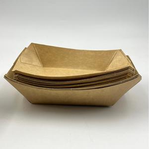Eco Friendly Disposable Brown Kraft <b>Paper</b> Food Boat <b>Tray</b> Food <b>Paper</b> <b>Tray</b> - Product Image 3