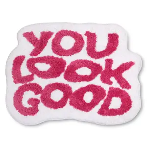 Pink You Look Good Bath Mat Microfiber Washable rug Green Bathroom Rugs super Absorbent Non Slip cute shower mat