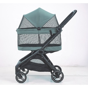 Poussette <span class=keywords><strong>pour</strong></span> <span class=keywords><strong>chien</strong></span> pliable à une main avec frein à un clic, grand <span class=keywords><strong>panier</strong></span> de rangement et suspension 4 roues – Vente directe usine - Product Image 3