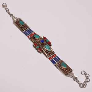 Brazalete con cuentas de turquesa y Coral, joyería tibetana 2018 - Product Image 3