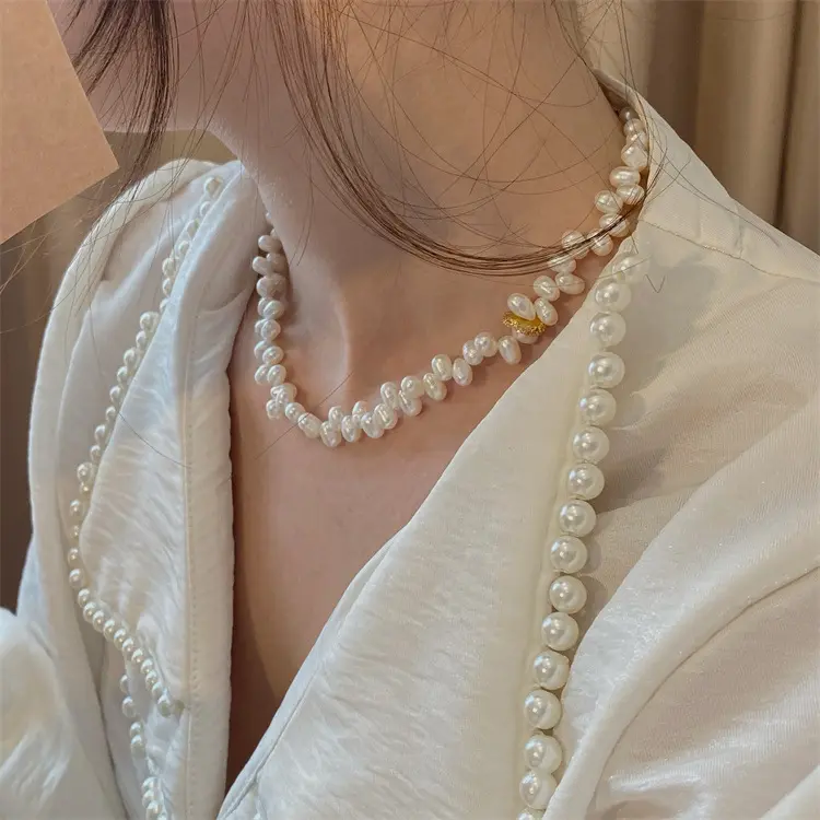 Real baroque pearl high quality jewelry bracelet irregular freshwater choker small beads pearl necklace for girls women