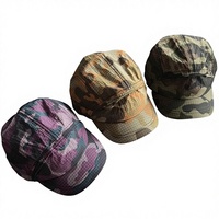 Casquette de baseball tendance style américain rétro, séchage rapide, en PVC, camouflage, à visière souple, 6 panneaux, pour camping et surf
