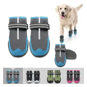 ZYZPET Waterproof Dogs Booties Protection Paw Anti-Slip Outdoor Dog Shoes Adjustable Reflective Straps Dogs 4 Pcs