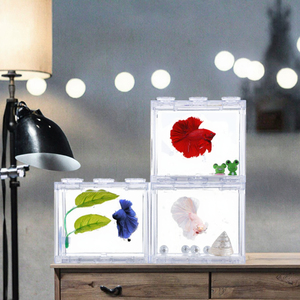 Cylindre Rectangle Moderne Éclairage Petit Acrylique Betta <span class=keywords><strong>Aquarium</strong></span> Accessoires En Gros Fish Tank pour Bureau Utilisation Extérieure Emballé - Product Image 3