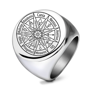 Bague classique en acier inoxydable doré R0017, talisman ange magique, sceau de Salomon, amulette de protection Kabbalah, bague de mariage - Product Image 2