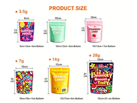 Sacs de 3,5 g en gros pour snacks, personnalisés, en Mylar, en stock, holographiques, pour gâteaux et bonbons