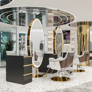 Canada Hot Sale Large Full Length Gold Styling Barber Salon Wall Ounted Hairdressing <b>Makeup</b> <b>Led</b> Beauty Salon <b>Mirror</b> - Product Image 1