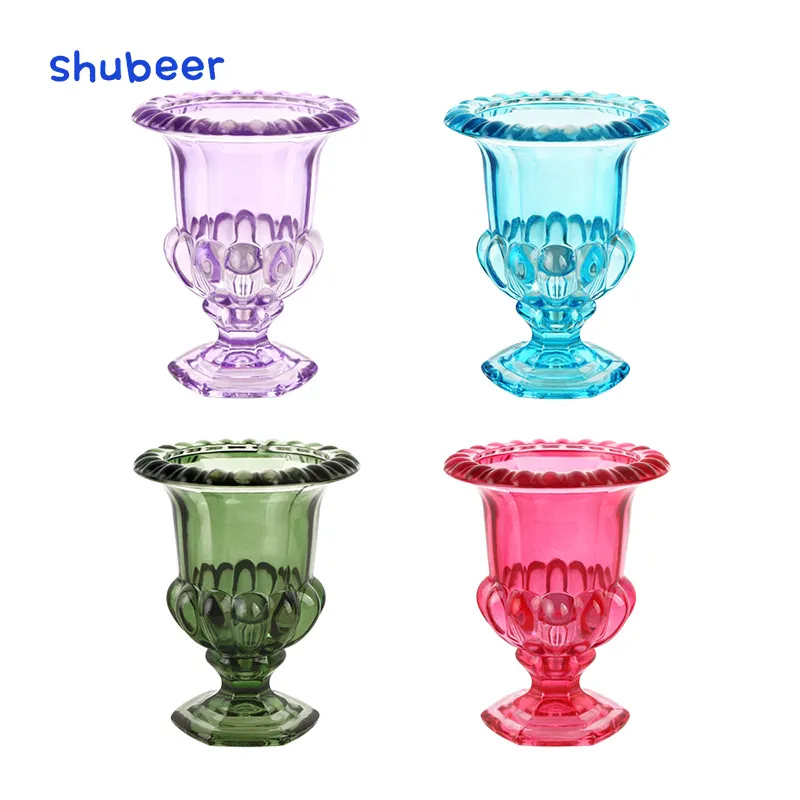 Retro stained glass vases, French relief glass vases, living room table glass decoration wholesale