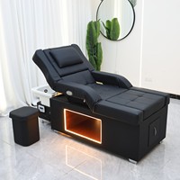 Lit de lavage de cheveux électrique pour salon, avec fonction massage, pour thérapie thaïlandaise, traitement capillaire, spa capillaire et lavage au shampoing, intégrant un lavabo