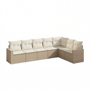 Ensemble de canapés de jardin en rotin beige 6 places, résistant aux intempéries, design contemporain - Product Image 1