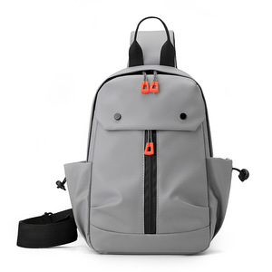 Men's Chest Bag Gray Black Green Blue Solid Color With Usb Charging Port Outdoor Sports Cycling Crossbody Bag - Product Image 5