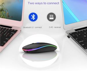 <span class=keywords><strong>Souris</strong></span> sans fil moderne mini RGB LED rétroéclairée USB 2.4G double mode Bluetooth 5.2 rechargeable sans fil suivi optique pour ordinateur portable - Product Image 2