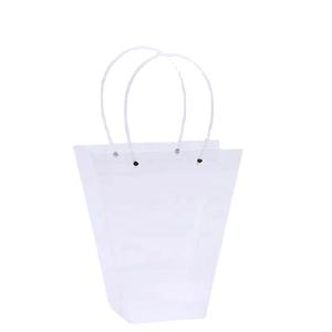 Bolsa de Mano Transparente Trapezoidal con Flores MF-L511, Bolsa de Flores para el Día de San Valentín, Bolsas de Embalaje Transparentes para Floristería - Product Image 4