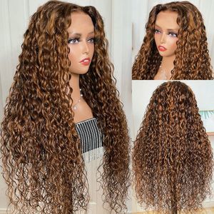 13x4 HD Transparent Lace Front <b>Wig</b> Burmese Curly Human Hair Remy 16-32 Inch Brown Blonde for Women - Product Image 4