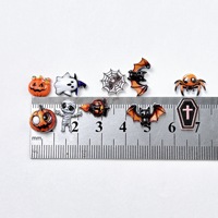 20 pièces/sac Accessoires pour ongles foncés, Breloques en résine plates Kawaii en forme d'araignée Halloween, Décorations 3D DIY pour ongles et téléphones en forme de citrouille de dessin animé