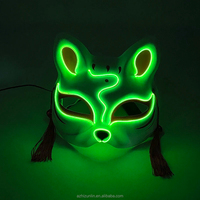 Masque de renard lumineux LED néon PVC multicolore à clignotement rapide pour Halloween, accessoires de cosplay pour fête et danse