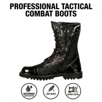 Bottes tactiques en cuir pleine fleur noir avec fermeture éclair latérale pour hommes, mode et usage extérieur, logo personnalisé, ISO CE