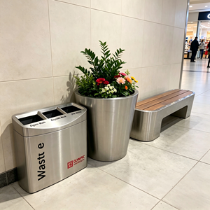 <span class=keywords><strong>Poubelle</strong></span> intérieure moderne en acier inoxydable avec finition anti-traces de doigts pour les halls d'hôtels de luxe et les centres commerciaux - Product Image 2