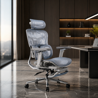 Chaise de bureau ergonomique exécutive entièrement en maille, dossier haut, réglable en hauteur, inclinable et pivotante avec repose-pieds