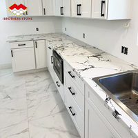 Nouvelles dalles de quartz blanc Calacatta sans silice, pierre artificielle pour comptoirs de cuisine, îlots, salles de bain