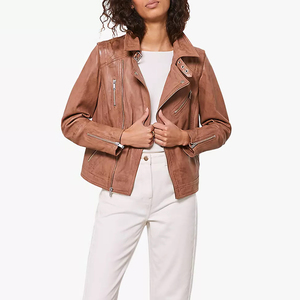 Vestes en cuir de luxe personnalisées pour femme, vente en gros, couleur marron sur mesure - Product Image 5