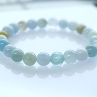 Bracelet extensible en perles rondes de pierres précieuses d'aquamarine naturelle multicolore de 8 mm pour femmes