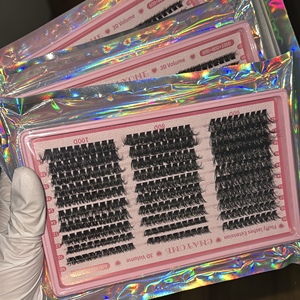 Ciglia a Ciuffi di Alta Qualità, Spessore 10-18mm, Effetto Voluminoso, Curva D, Vendita all'Ingrosso, Etichetta Privata, Ciglia a Segmenti Fai-da-Te - Product Image 2
