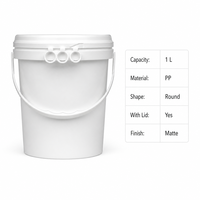 Seau en plastique rond BOQUN 1L de qualité alimentaire en PP avec couvercles, recyclable, écologique, finition mate pour beurre de cacahuète, lait, eau