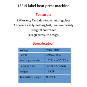 Máquina de prensa de calor de alta presión de 15x15 cm para etiquetas, camisetas, impresora multifuncional de transferencia por sublimación con temporizador digital - Product Image 2