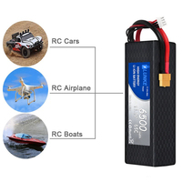 Baterai LiPo Hard Case Graphene 3S 11.1V 6500mAh 65C dengan EC5 Deans T Plug untuk Mobil RC, Truk, Kapal 102050