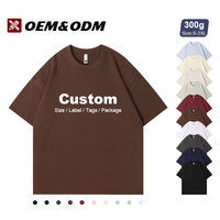 T-shirt personnalisé surdimensionné en coton 100% 300g, manches courtes, style streetwear, imprimé 3D, vêtements de travail pour hommes, col rond avec logo