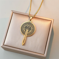 Pendentif en acier inoxydable 316L PVD avec runes, calligraphie et amulette de guerrier Viking Vanir Frey, bijoux de mode, colliers, vente en gros