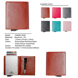 CardHoda Aluminum <b>RFID</b> <b>Blocking</b> <b>Wallet</b> Men's Minimalist Short Card Holder Genuine Leather Fold Closure Brown - Product Image 5