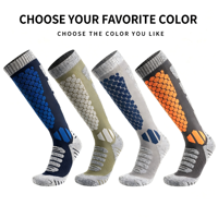 Chaussettes de ski épaisses mi-mollet en coton éponge, chaudes pour l'hiver, non imperméables, respirantes, antidérapantes, multifonctionnelles, résistantes au froid
