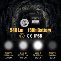Lámpara de Cabeza LED Inalámbrica KL15LM ATEX de 15 Ah, Resistente al Agua IP68, para Trabajos de Minería Subterránea de Carbón