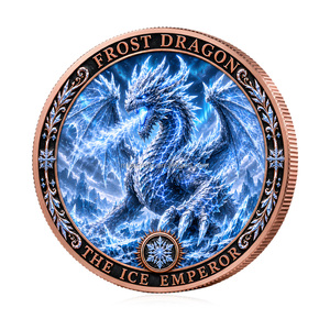 Pièces commémoratives personnalisées OEM ODM en cuivre fin .999 de 1 oz, motif fantaisie Frost Inferno Forest Dragon Phoenix, pièce souvenir - Product Image 2