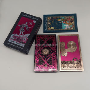 Jeu de Tarot Portable Luxe Doré avec Emballage Écologique en Plastique Durable, Cartes <span class=keywords><strong>Oracle</strong></span>, Jeu de Société <span class=keywords><strong>pour</strong></span> Débutants, 78 Cartes - Product Image 6
