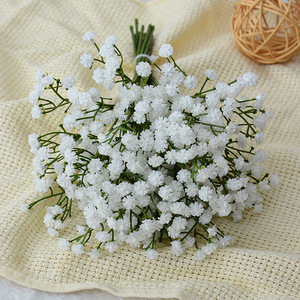 Flores Artificiales de Baby's Breath Blancas de Plástico Hechas a Mano para Decoración de Bodas, Ramo de Decoración para el Hogar, Estilo Moderno - Product Image 1