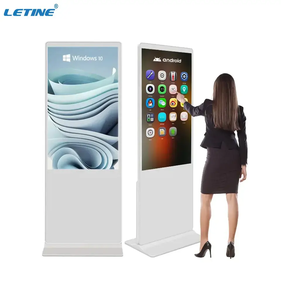 Letine Suporte OEM 32",43",49",55",65" Tela LCD de publicidade Touch Full HD Totem de chão sinalização digital