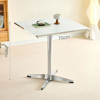 Table de restaurant de style vintage français pour la maison, petit appartement, balcon, acier inoxydable, plateau carré en bois artificiel, marque MJ