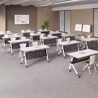 Table de conférence pliante blanche de haute qualité pour salles de réunion et de formation, moderne, pliable et mobile avec roulettes
