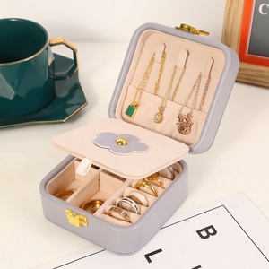 Custom Logo Velvet <b>Square</b> Zipper Closure Jewelry Box Organizer Earring Ring Necklace Bangle Portable Travel Case <b>Mirror</b> - Product Image 6