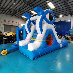 Toboggan aquatique gonflable extérieur avec piscine, château gonflable commercial, toboggan aquatique en forme de requin pour enfants - Product Image 4