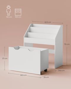 Étagère à livres pour enfants <span class=keywords><strong>SONGMICS</strong></span> à 3 niveaux avec roulettes, multifonctionnelle, en bois et tissu laqué, pour chambre d'enfant et salle de jeux - Product Image 3