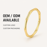 Vergoldeter Edelstahl Bambus-Ring im Chinesischen Stil Polierter Stapelbarer Leichter Schmuck Geschenk für Frauen