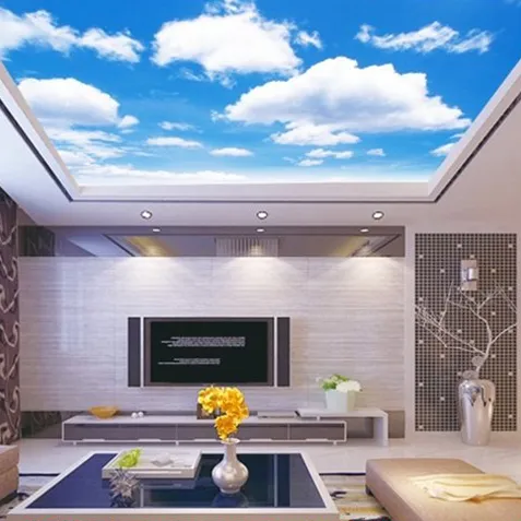 Guangzhou Rumah 3D Pemandangan Langit Biru Awan Putih Wallpaper Latar Belakang Langit-langit