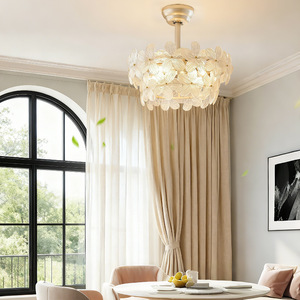 Lámpara de araña floral de cristal LED redonda dorada E27, cuida la vista, para dormitorio o habitación de niña - Product Image 2
