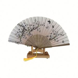 Abanicos de Bambú Satinados Estilo Japonés, Abanicos de Mano Ecológicos, Abanico Enmarcado para Bodas y Fiestas, Bolsa de Regalo, Decoración Art Deco para el Hogar, Pintados - Product Image 1