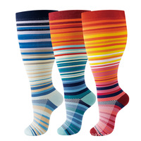 Chaussettes grande taille pour la course à pied, le cyclisme, les voyages, motif jacquard, nylon, séchage rapide, bas de compression, tailles plus grandes, sport, fitness